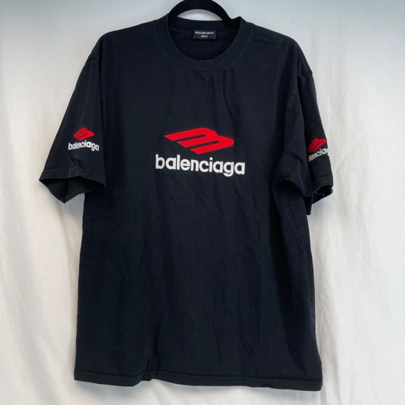 Balenciaga 3b Sports Icon Oversize T-shirt Black Embroidered Medium - Picture 15 of 15